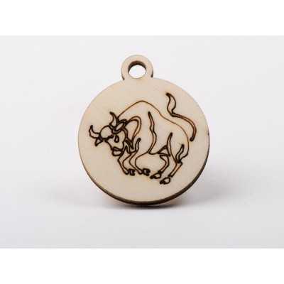 L1219-Decoratiune lemn zodia Taur 4.5x4cm- 1 buc