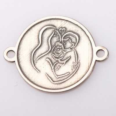 E2099 G Link din argint cu bucle gravat in relief mama cu copil si bebe 13mm 0.5mm